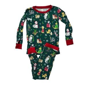 LITTLE SLEEPIES Holiday Hounds Bamboo Viscose Pajama Set 2T Christmas Dog Unisex